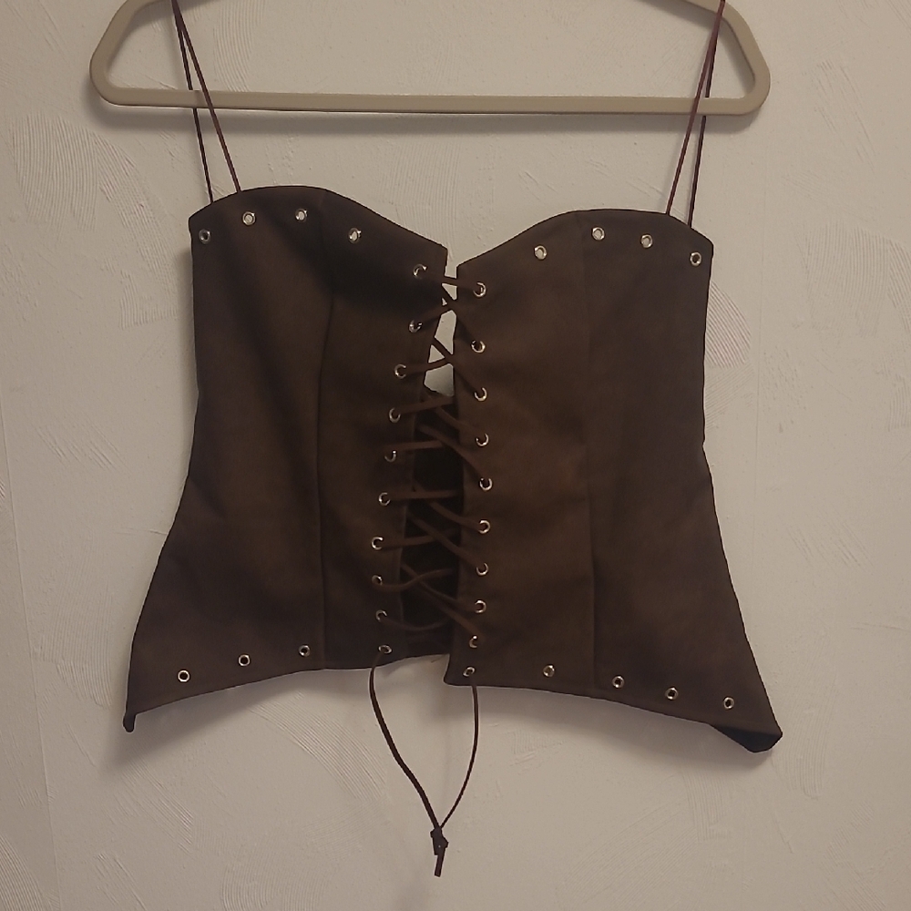 Windsor Chocolate Lace-Up Strapless Top - Picture 11 of 16